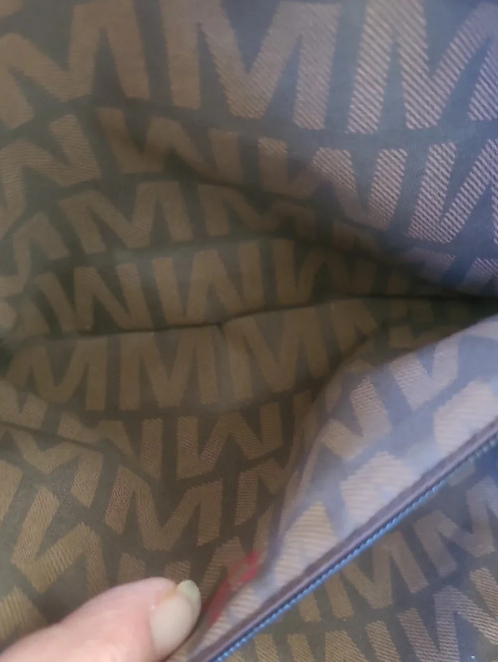 MFK Monogram Pattern Navy Blue Crossbody Tote Bag